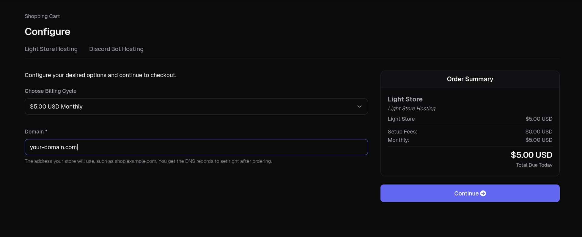 Domain configuration