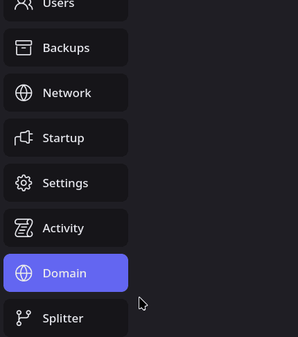 Domain in the sidebar